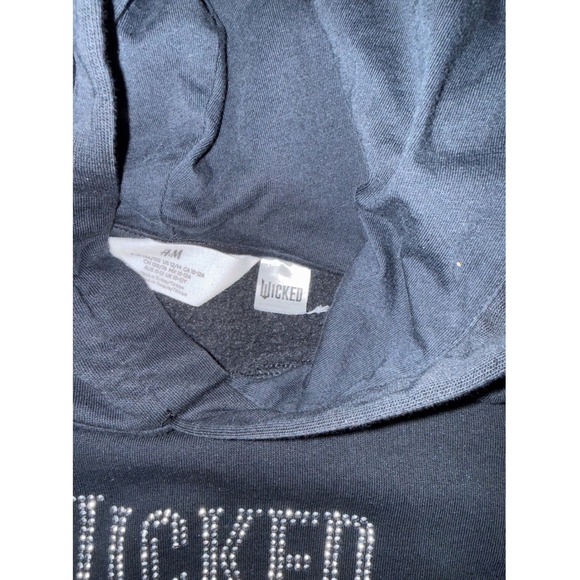 H M Wicked Rhinestone Hoodie Black Kids Size 12 14 Pullover Sweatshirt - Picture 2 of 4